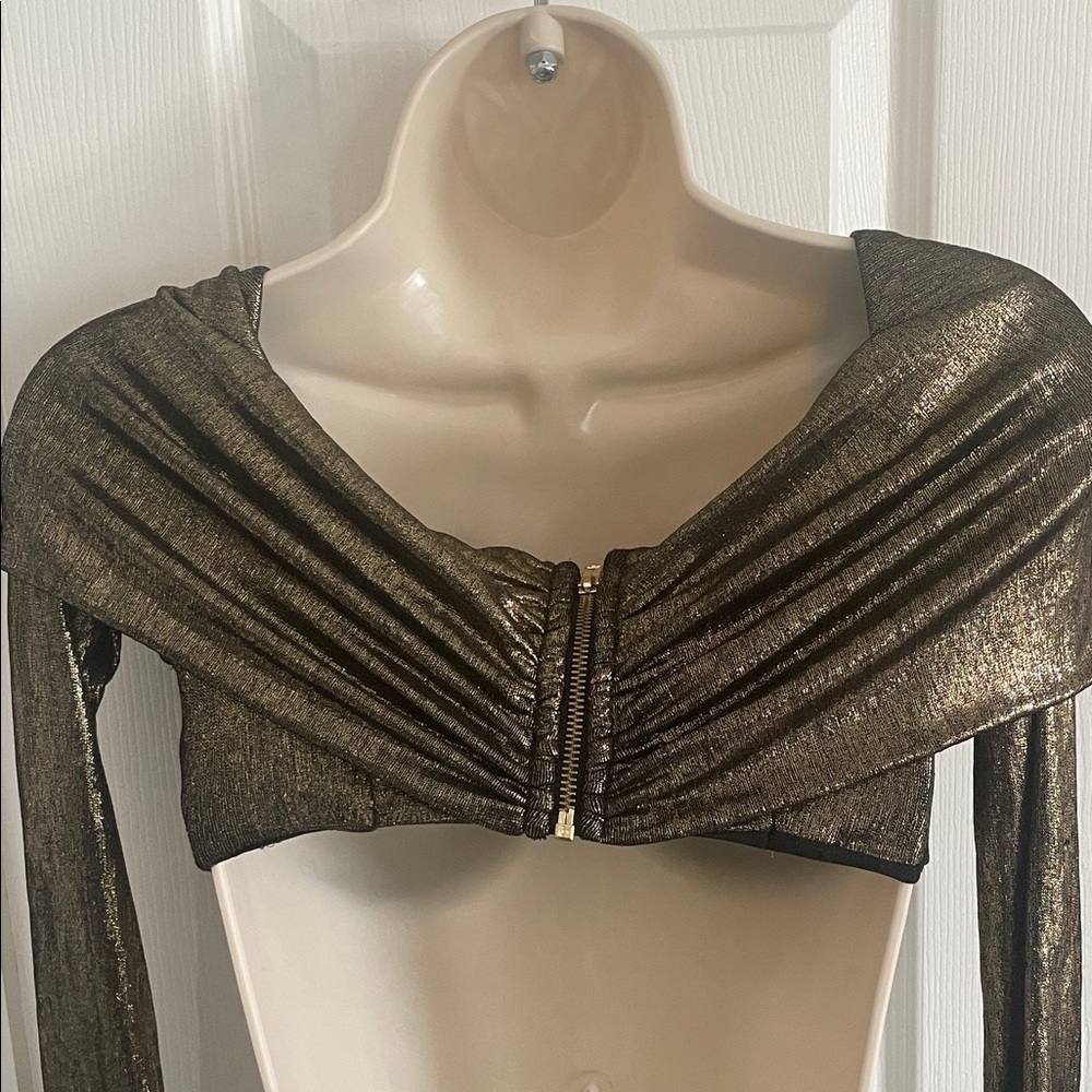 Camila Coelho Set. Elegant Metallic Off-Shoulder Top and Skirt #228 - Picture 12 of 16